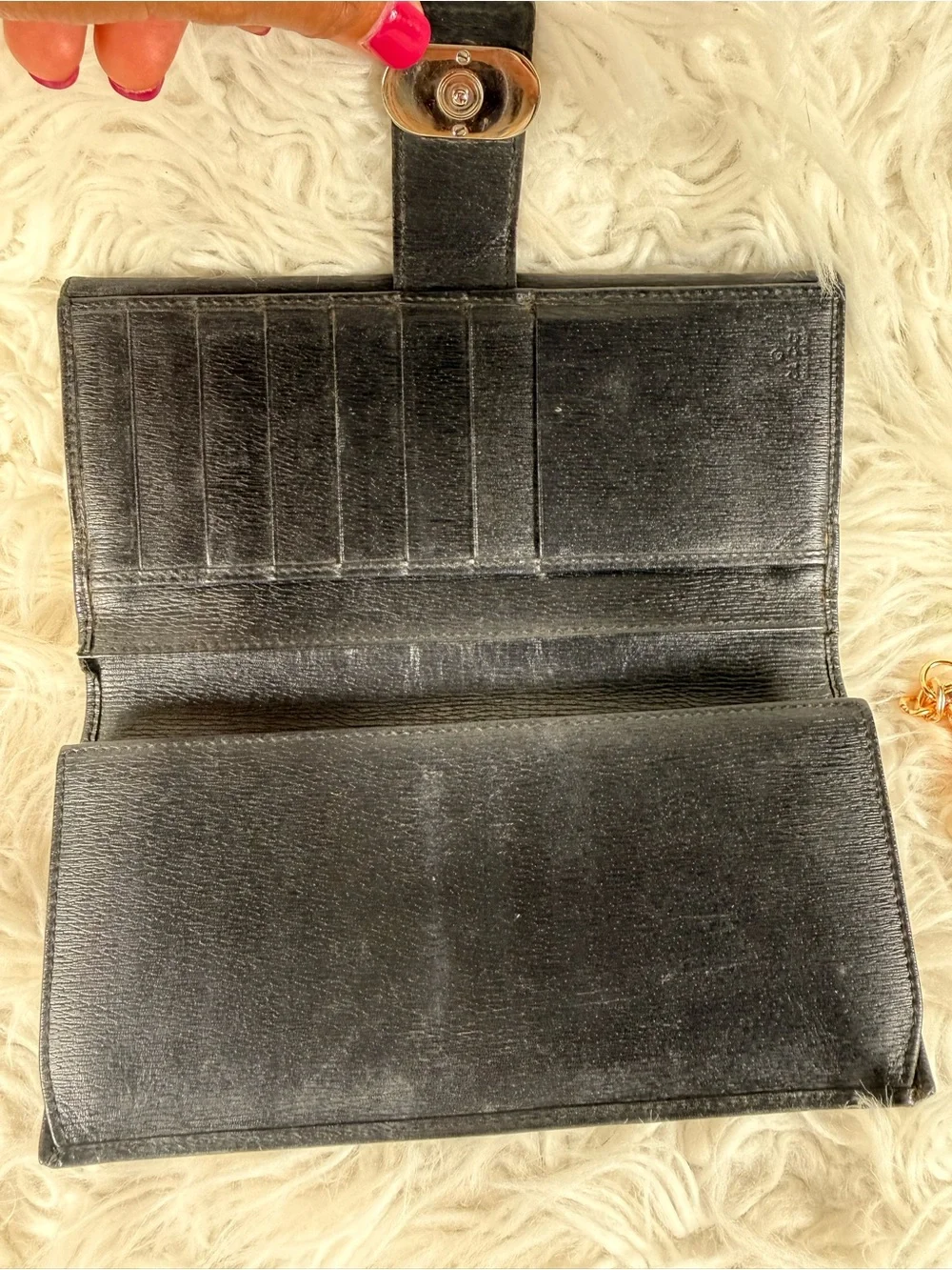 Classic Black Gucci  Leather Long Wallet - Unbranded